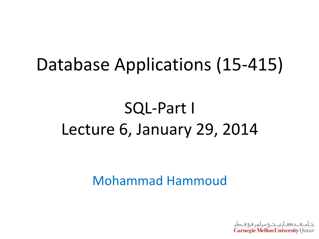 Database Applications (15-415)