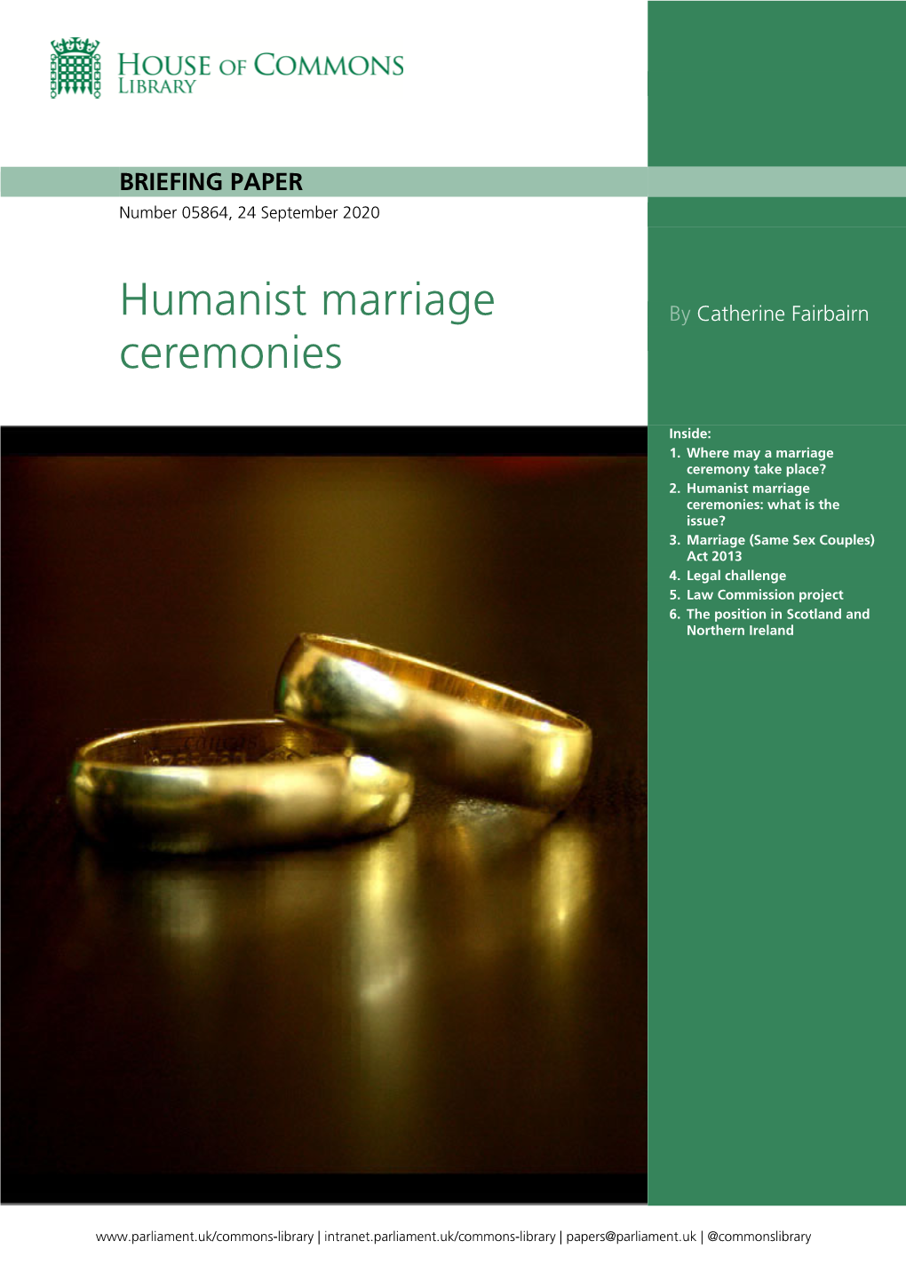 Humanist Marriage Ceremonies: What Is the Issue? 3
