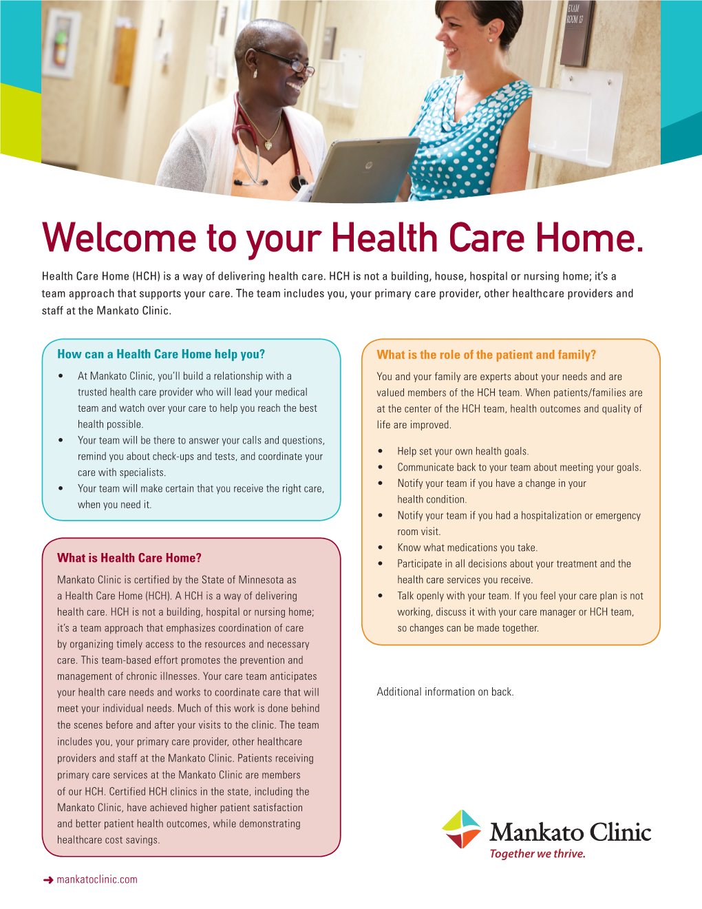 Welcome to Your Health Care Home. Health Care Home (HCH) Is a Way of Delivering Health Care