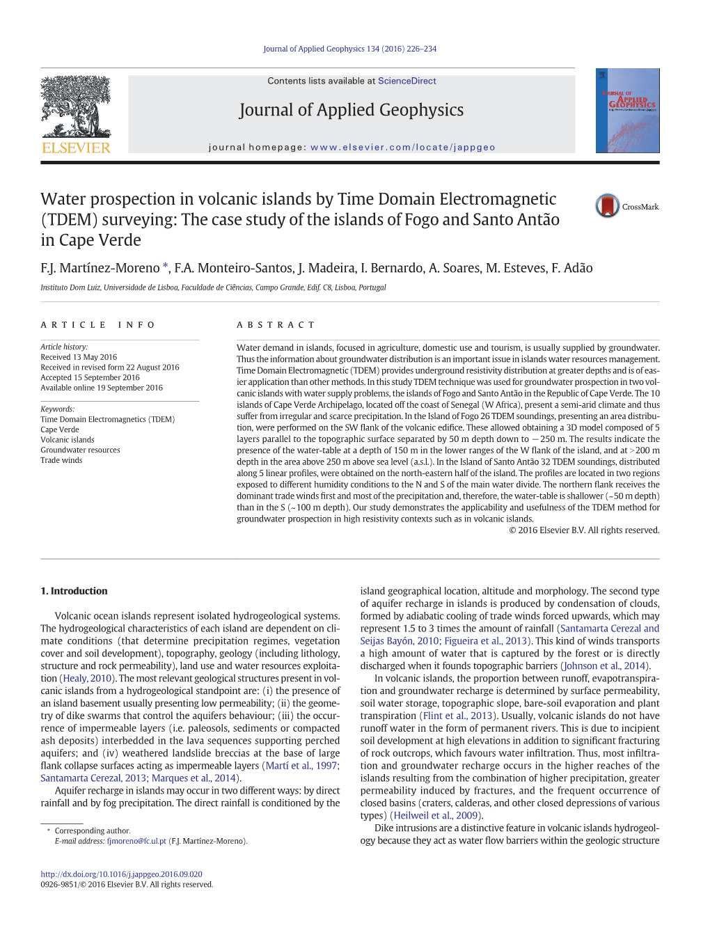 Water Prospection in Volcanic Islands by Time Domain Electromagnetic (TDEM) Surveying: the Case Study of the Islands of Fogo and Santo Antão in Cape Verde