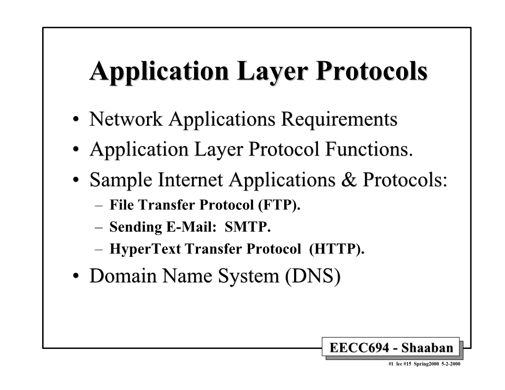 Application Layer Protocols