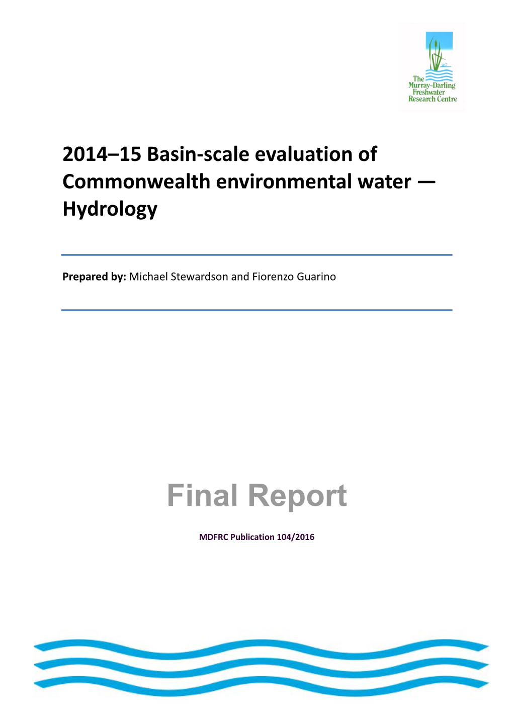 2014–15 Basin-Scale Evaluation of Commonwealth Environmental Water —