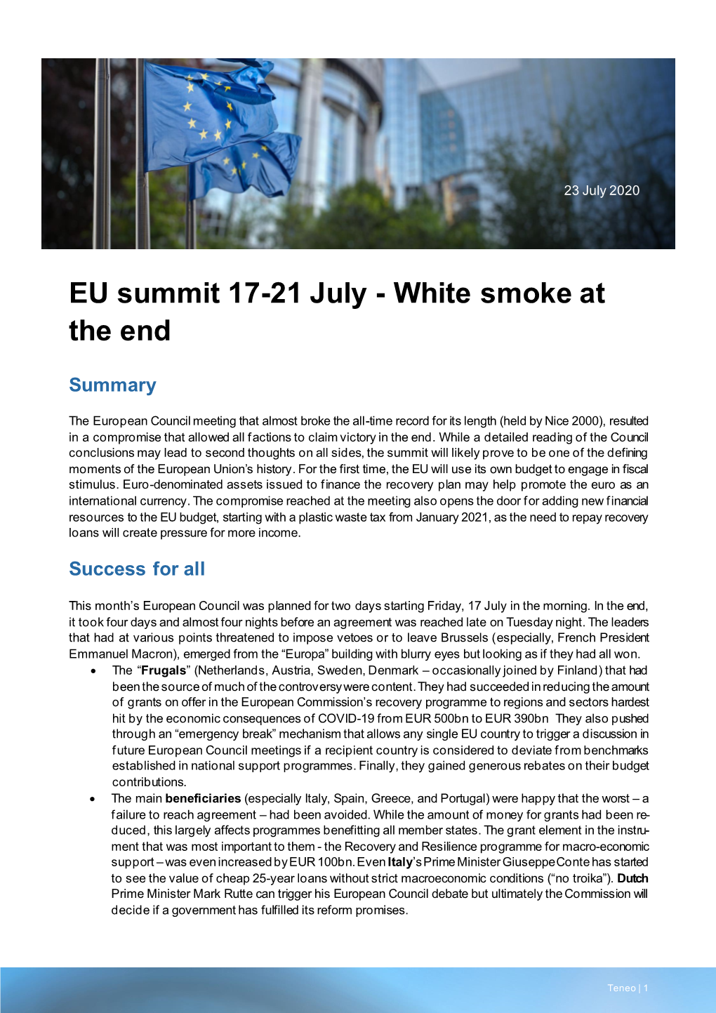 EU Summit 17-21 July - White Smoke at the End