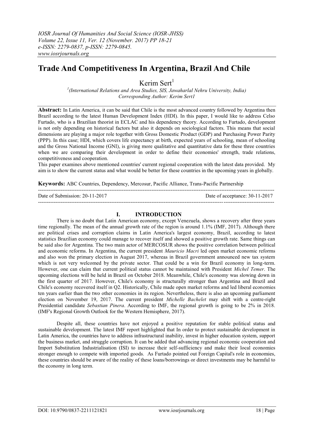 Trade and Competitiveness in Argentina, Brazil and Chile