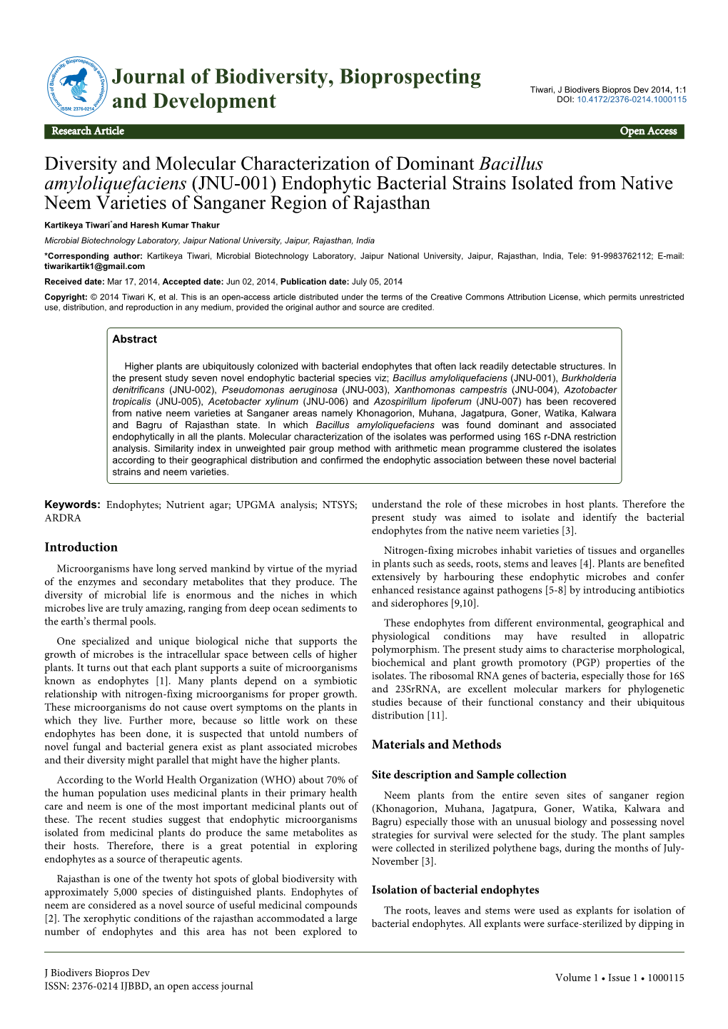 Diversity and Molecular Characterization of Dominant