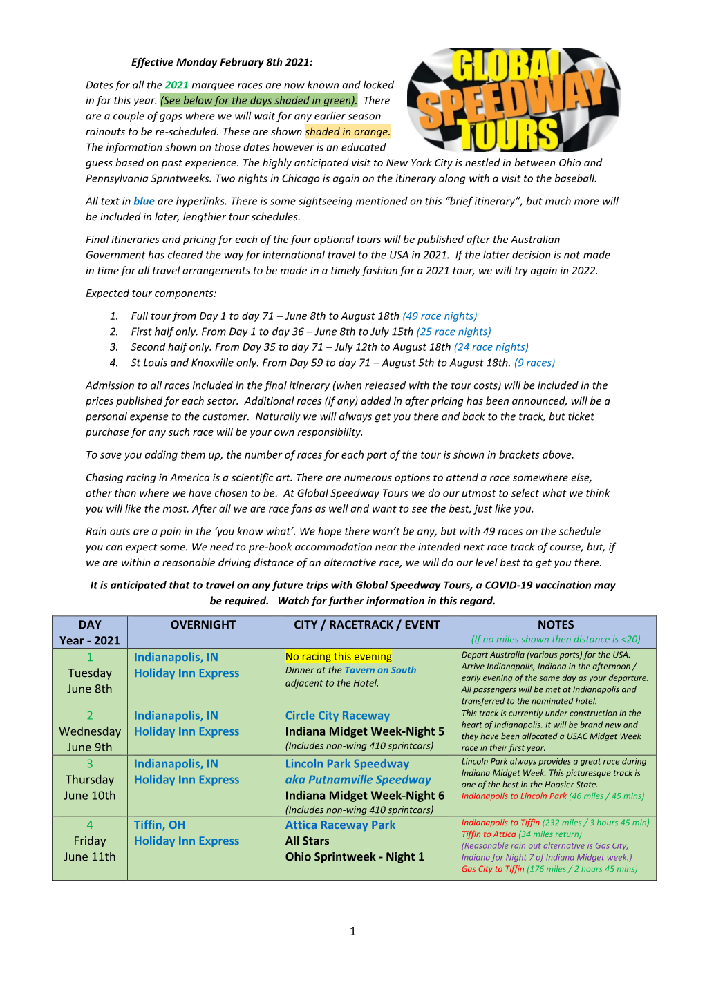 2021 Mega Mom Customer Itinerary V4 As at Feb 8Th 2021