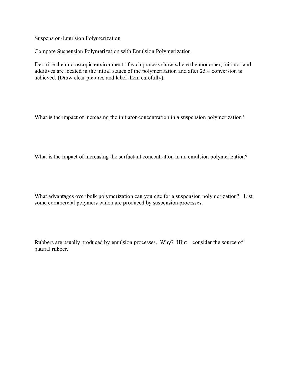 Suspension/Emulsion Polymerization