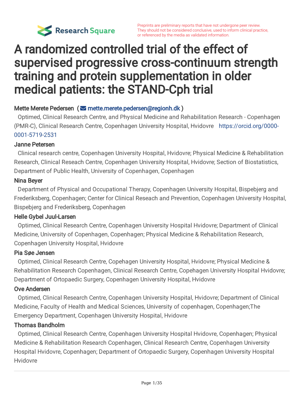 A Randomized Controlled Trial of the Effect of Supervised Progressive