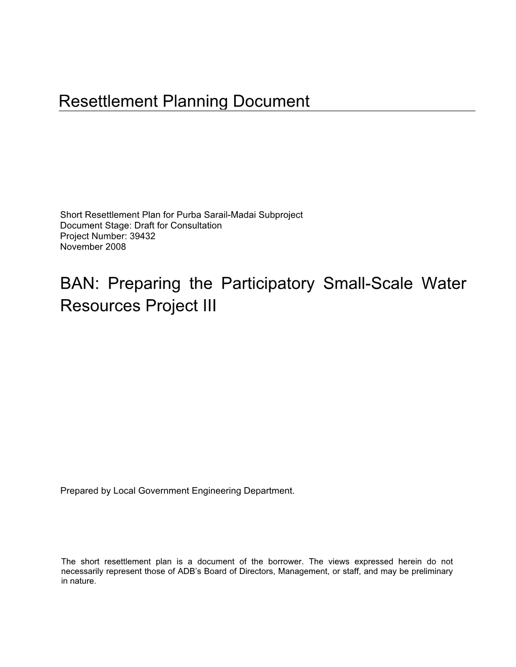 Preparing the Participatory Small-Scale Water Resources Project III