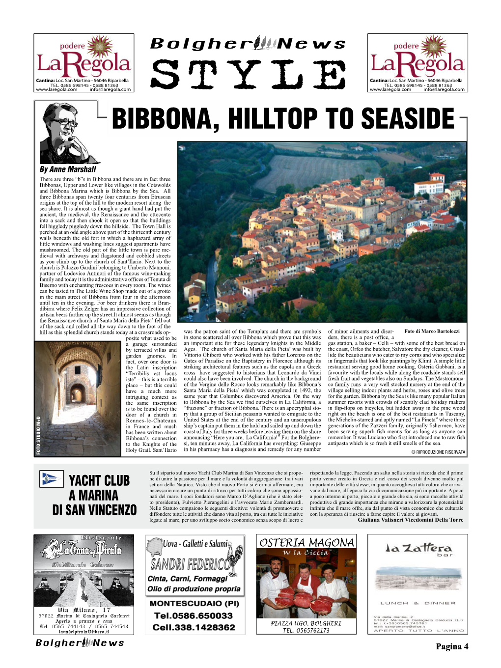 Bibbona, Hilltop to Seaside