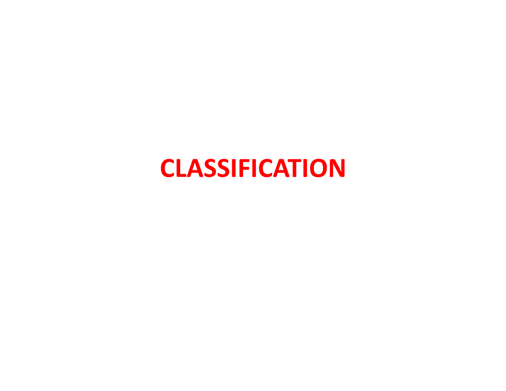 CLASSIFICATION • Two Kingdom Classification of Organisms Was Proposed by Carolus Linnaeus in the Year 1758