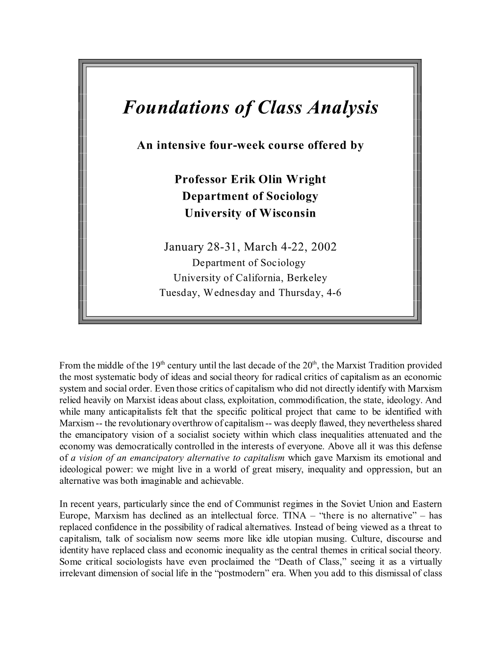 Foundations of Class Analysis