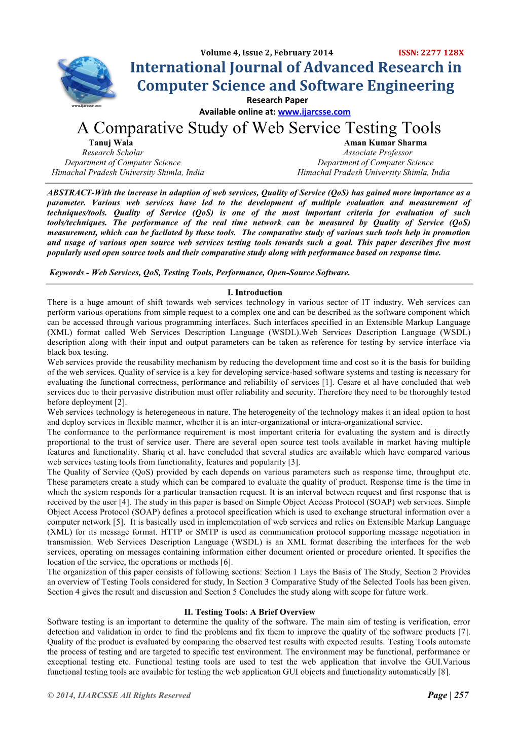 A Comparative Study of Web Service Testing Tools