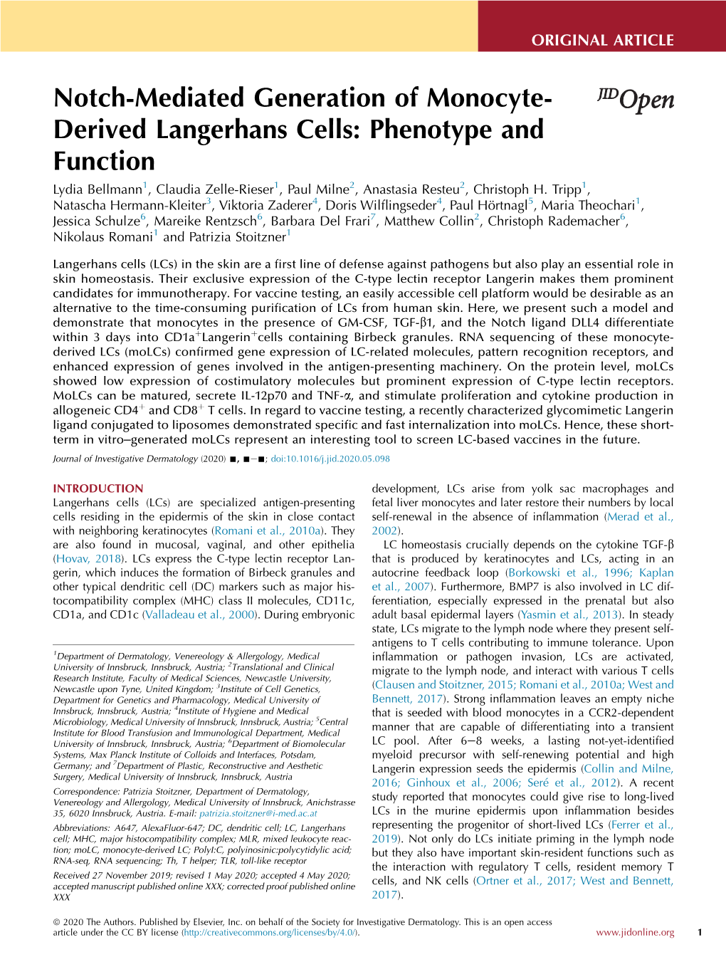 Notch-Mediated Generation of Monocyte-Derived Langerhans Cells