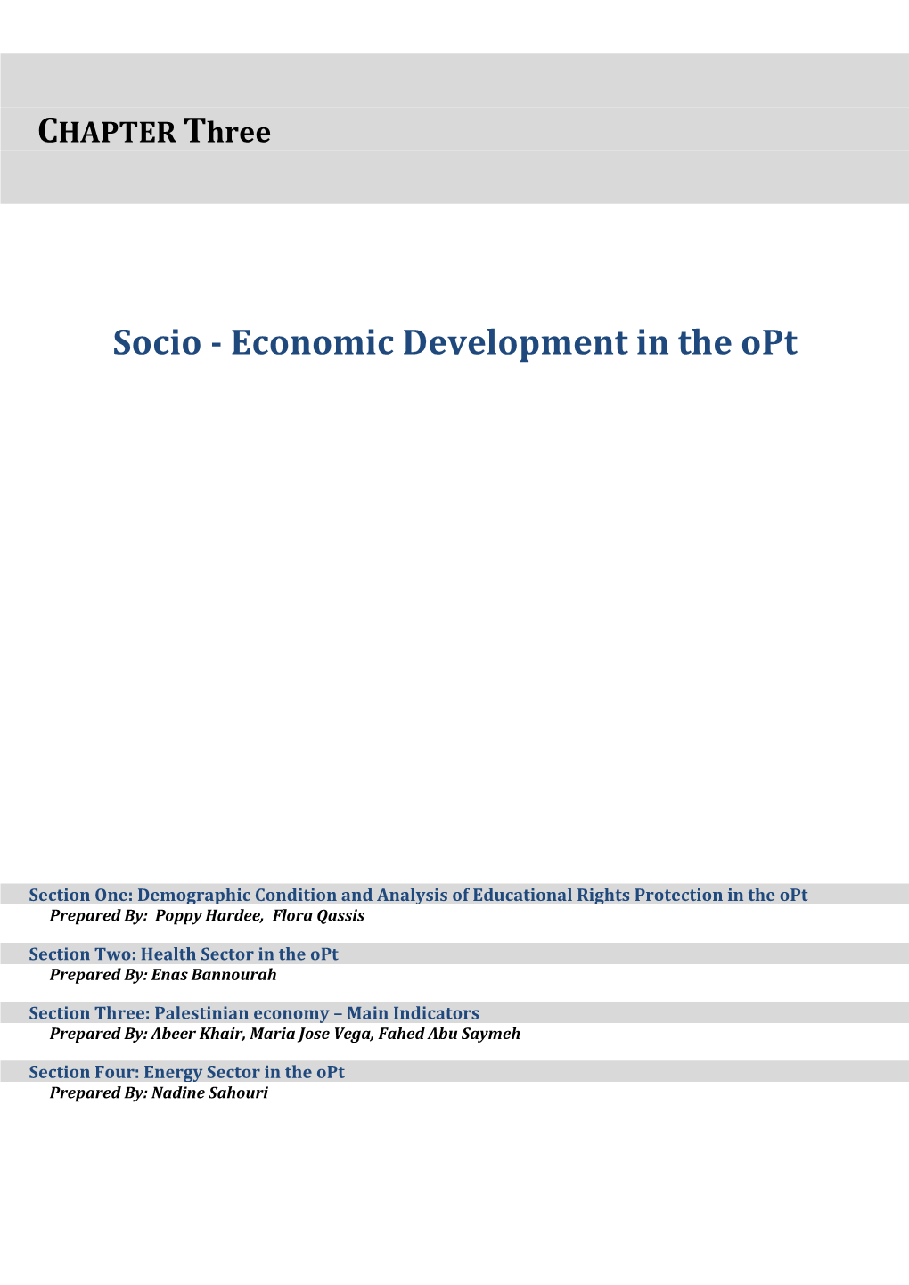 Socio - Economic Development in the Opt