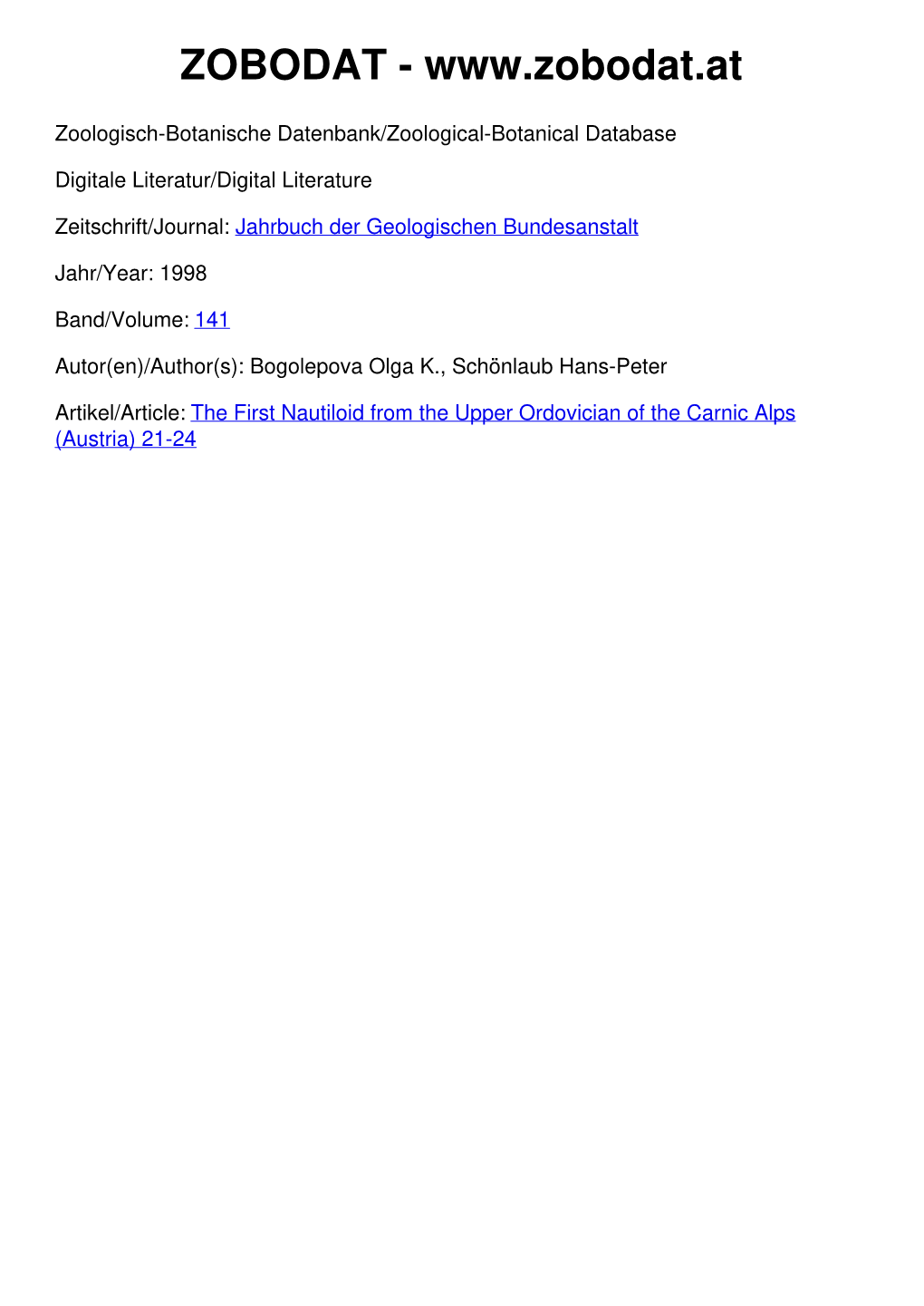 Jahrbuch Der Geologischen Bundesanstalt