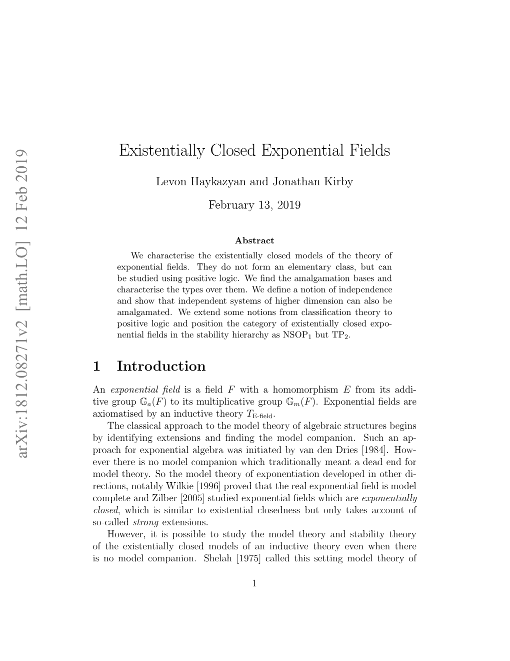Existentially Closed Exponential Fields