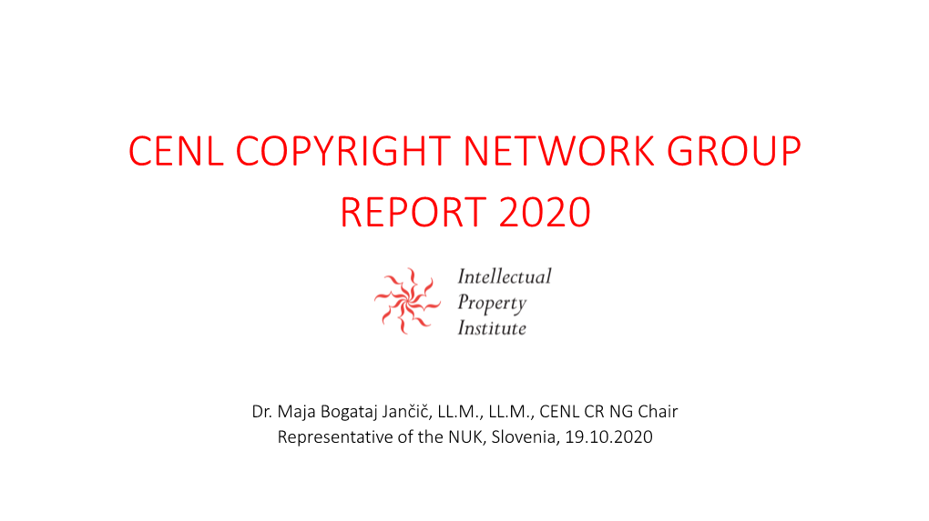 Cenl Copyright Network Group Report 2020