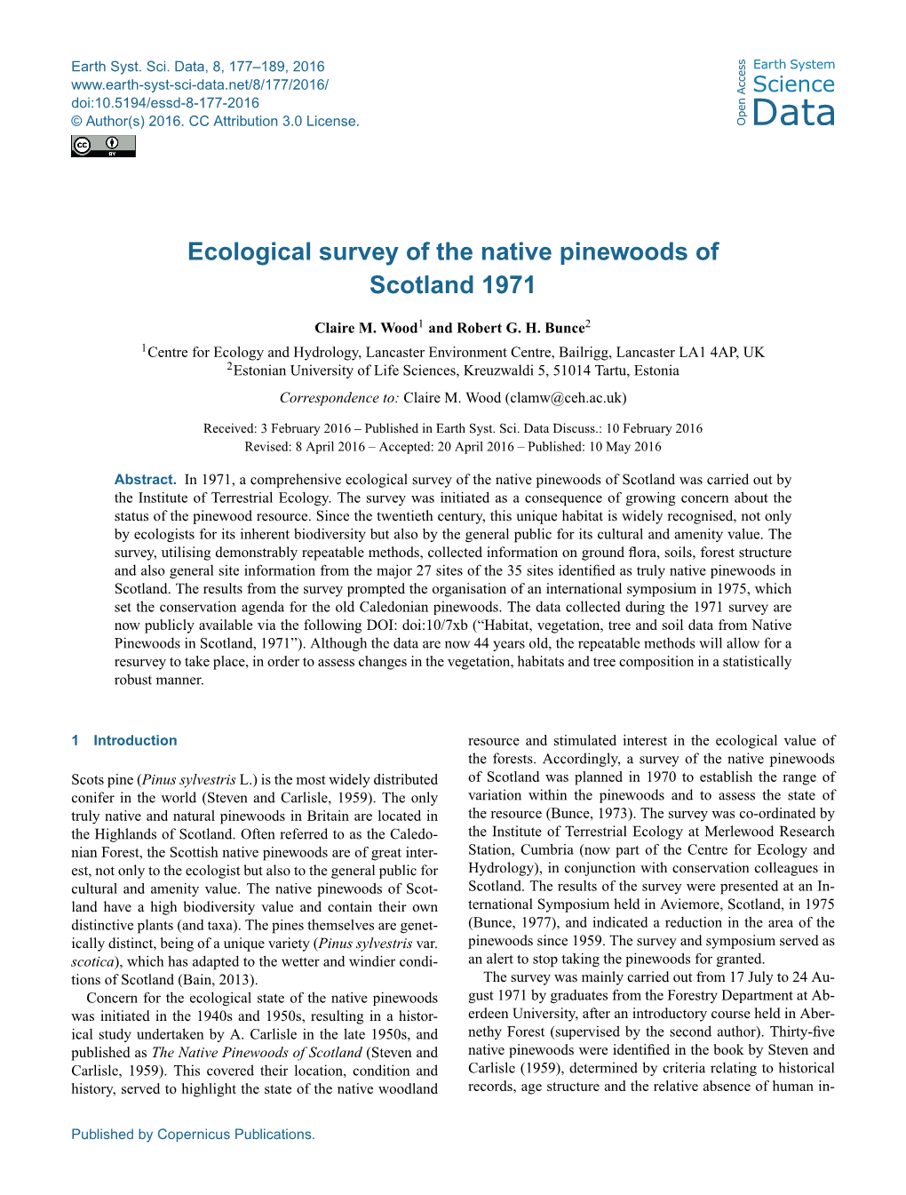 Ecological Survey of the Native Pinewoods of Scotland 1971