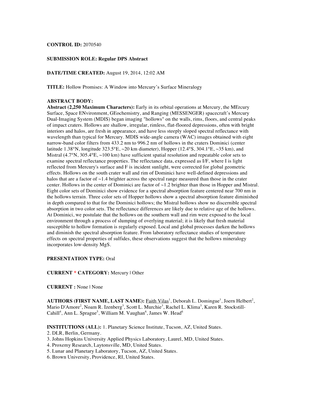 Hollow Promises: a Window Into Mercury’S Surface Mineralogy