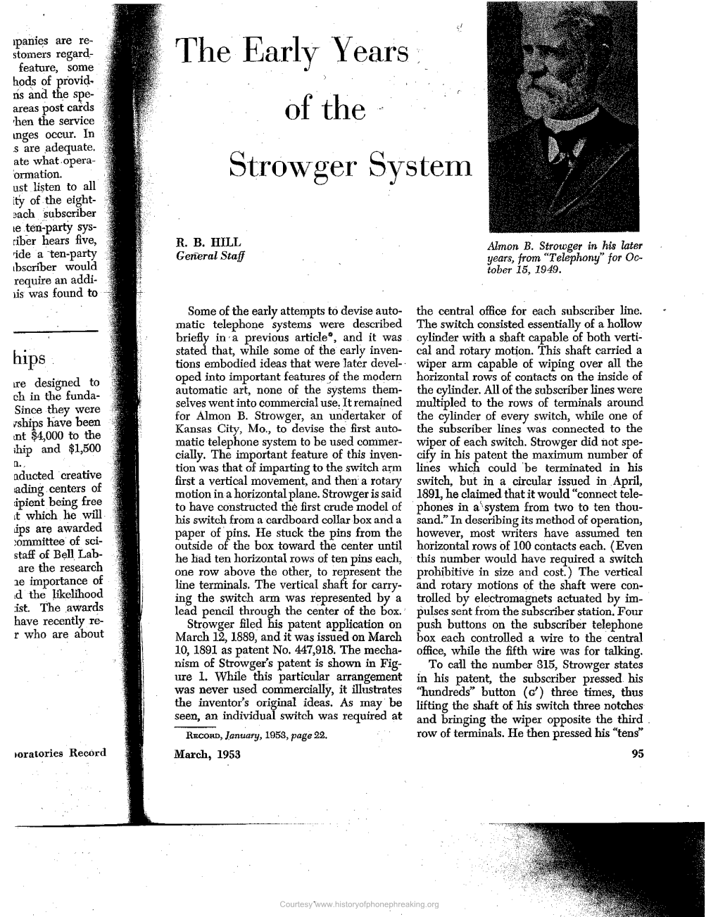 The Early Years of the Strowger System