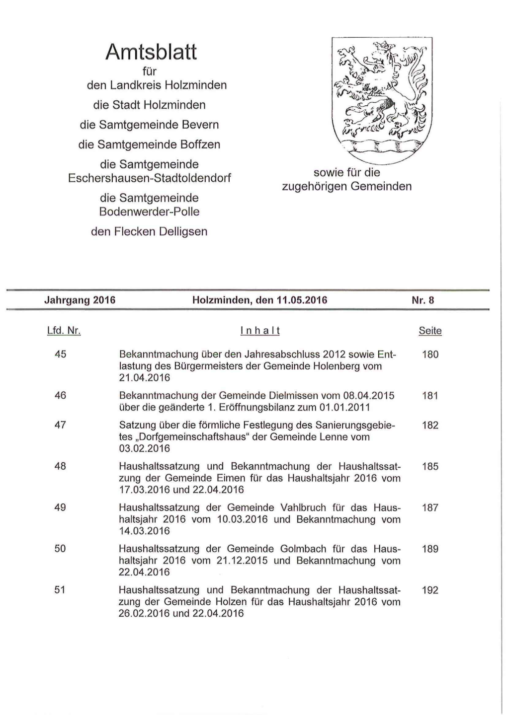 Amtsblatt Nr. 8 Vom 11.05.2016 -189