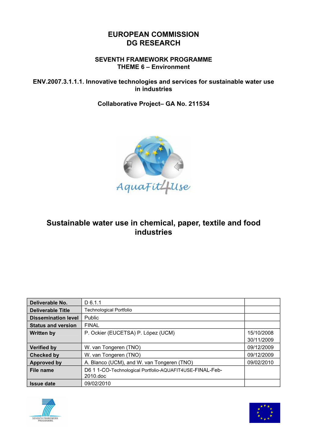 Sustainable Water Use in Chemical, Paper, Textile and Food Industries