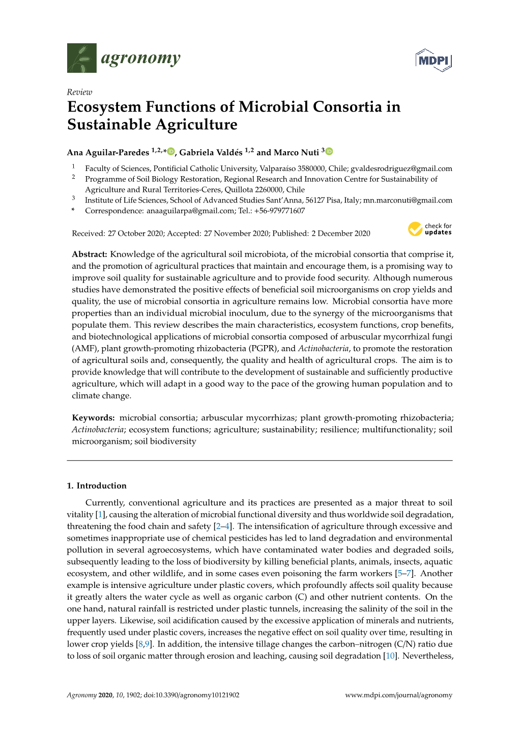 Ecosystem Functions of Microbial Consortia in Sustainable Agriculture
