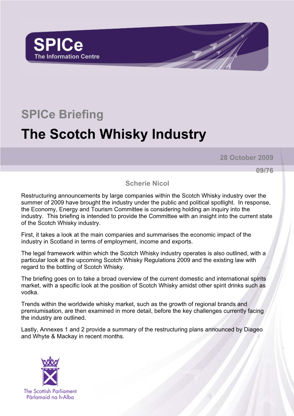 The Scotch Whisky Industry