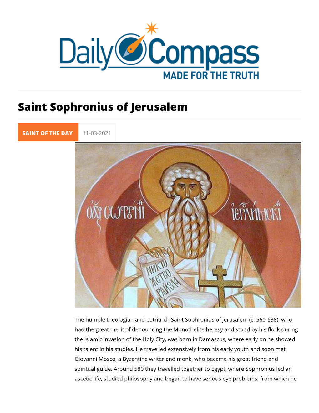 Saint Sophronius of Jerusalem