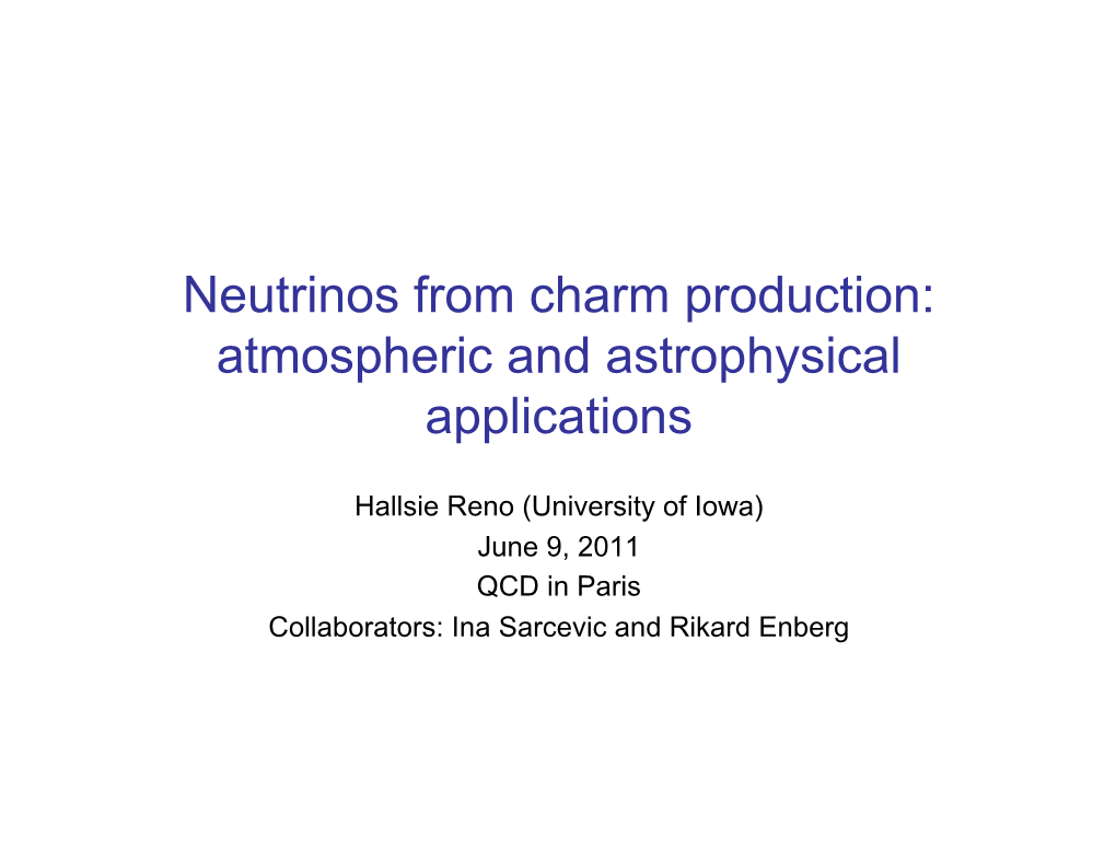 Neutrinos from Charm Production: Atmospheric and Astrophysical Applications