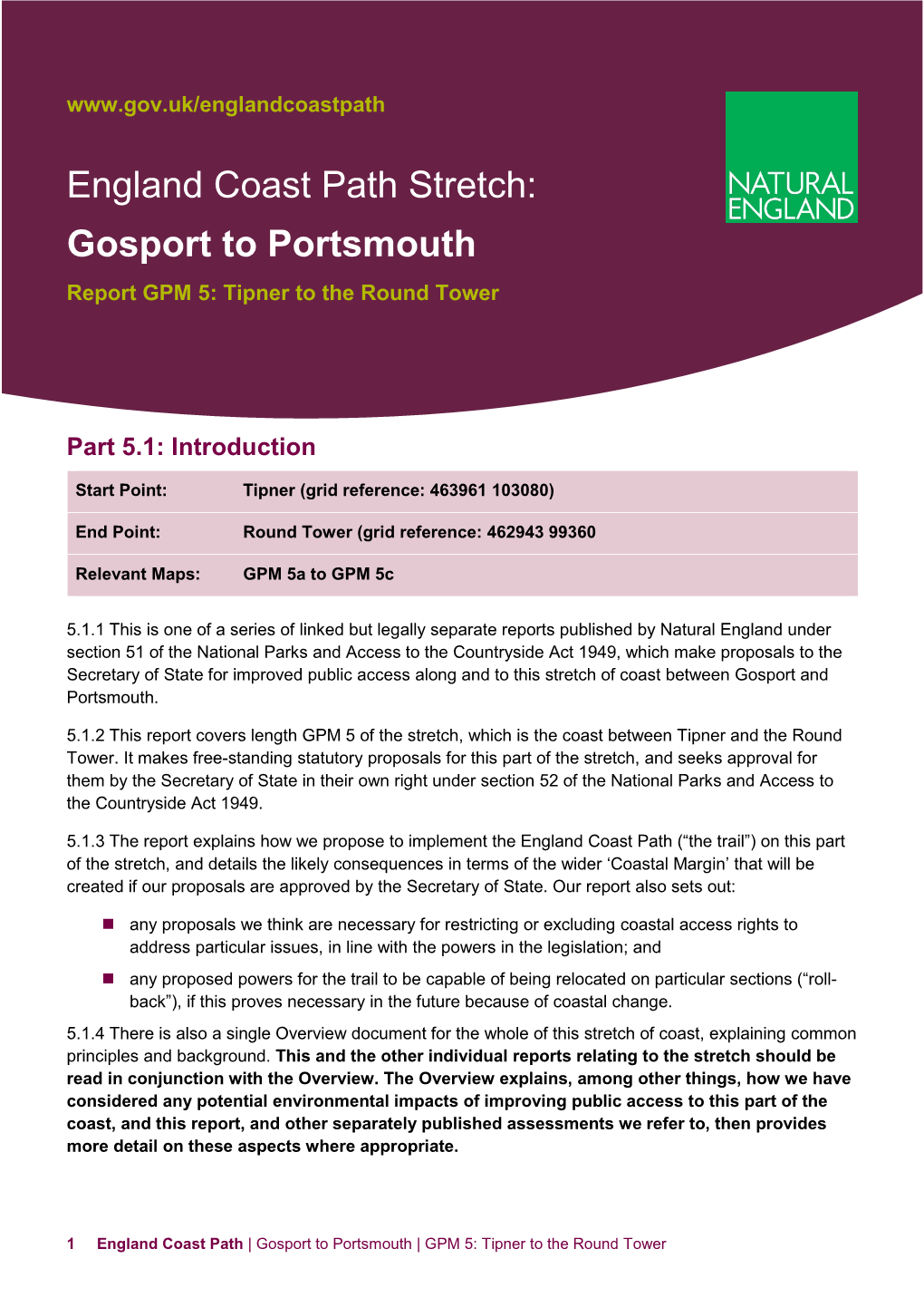 England Coast Path Gosport to Portsmouth Report GPM 5