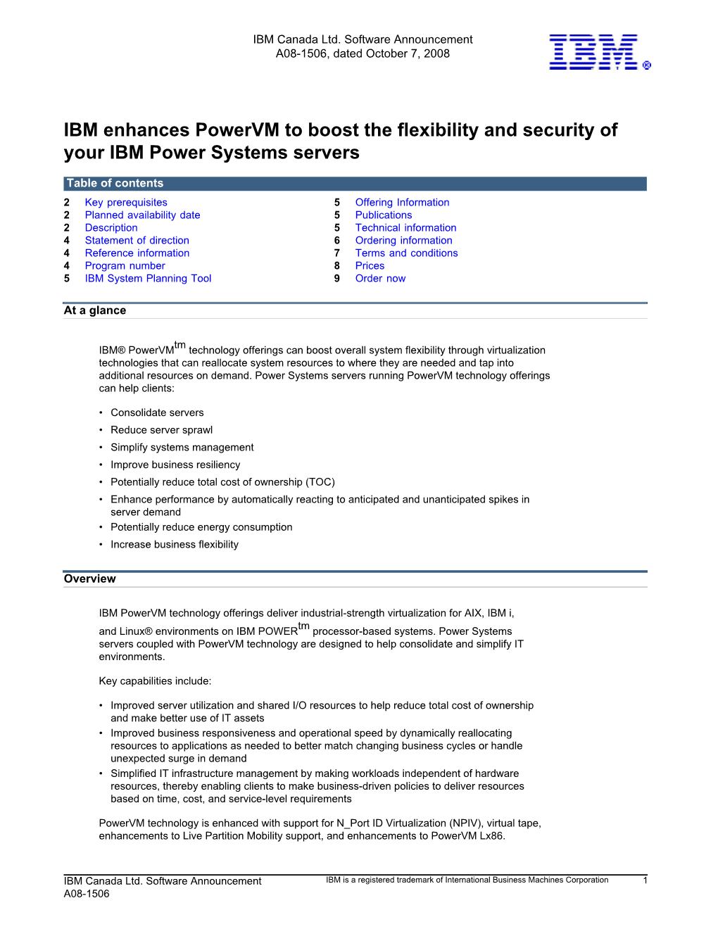 IBM Enhances Powervm to Boost the Flexibility and Security of Your IBM Power Systems Servers