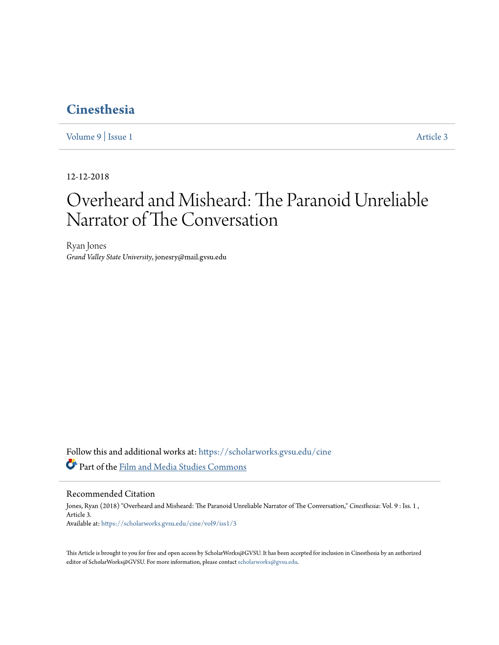 The Paranoid Unreliable Narrator of the Conversation