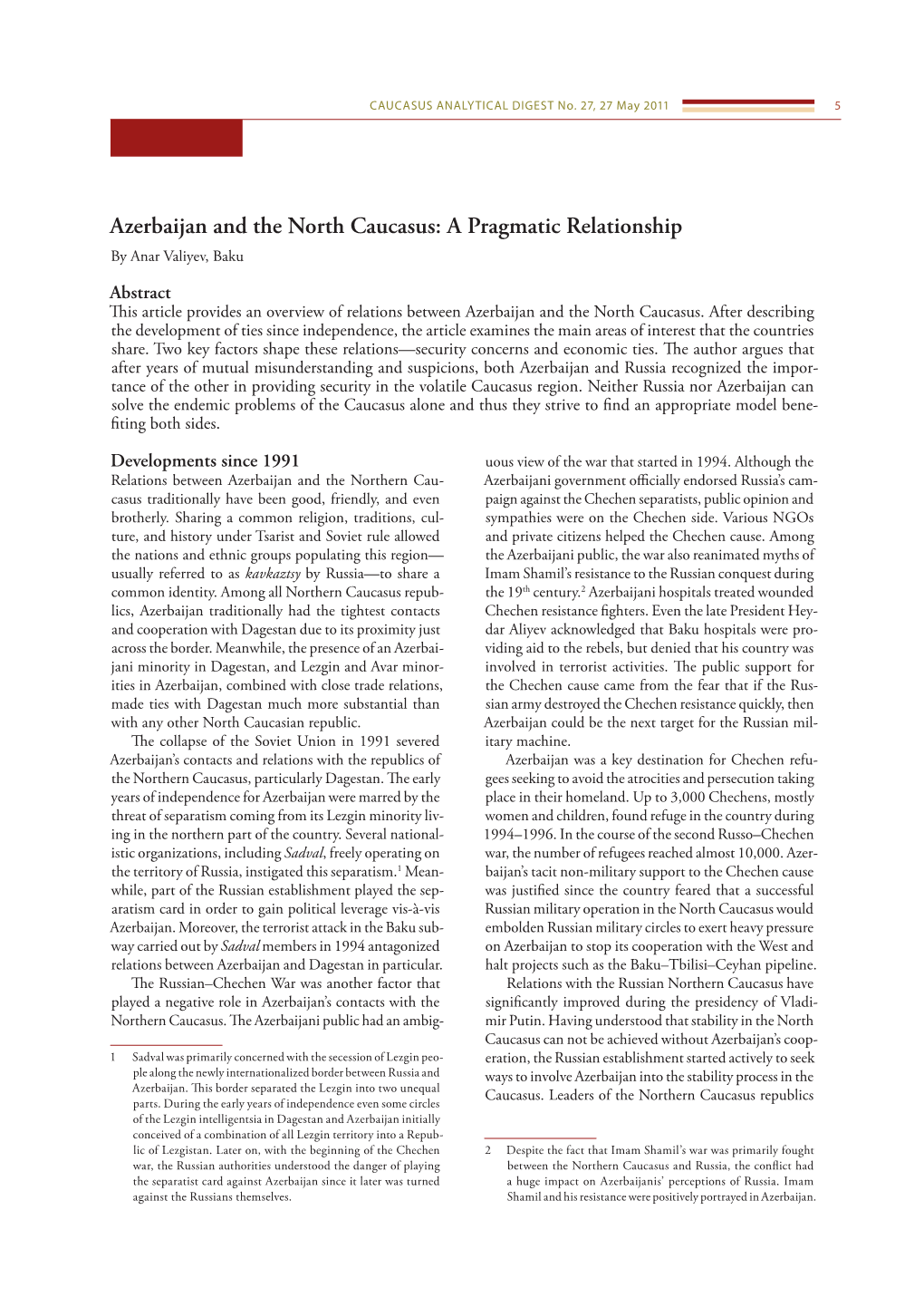 Azerbaijan and the North Caucasus