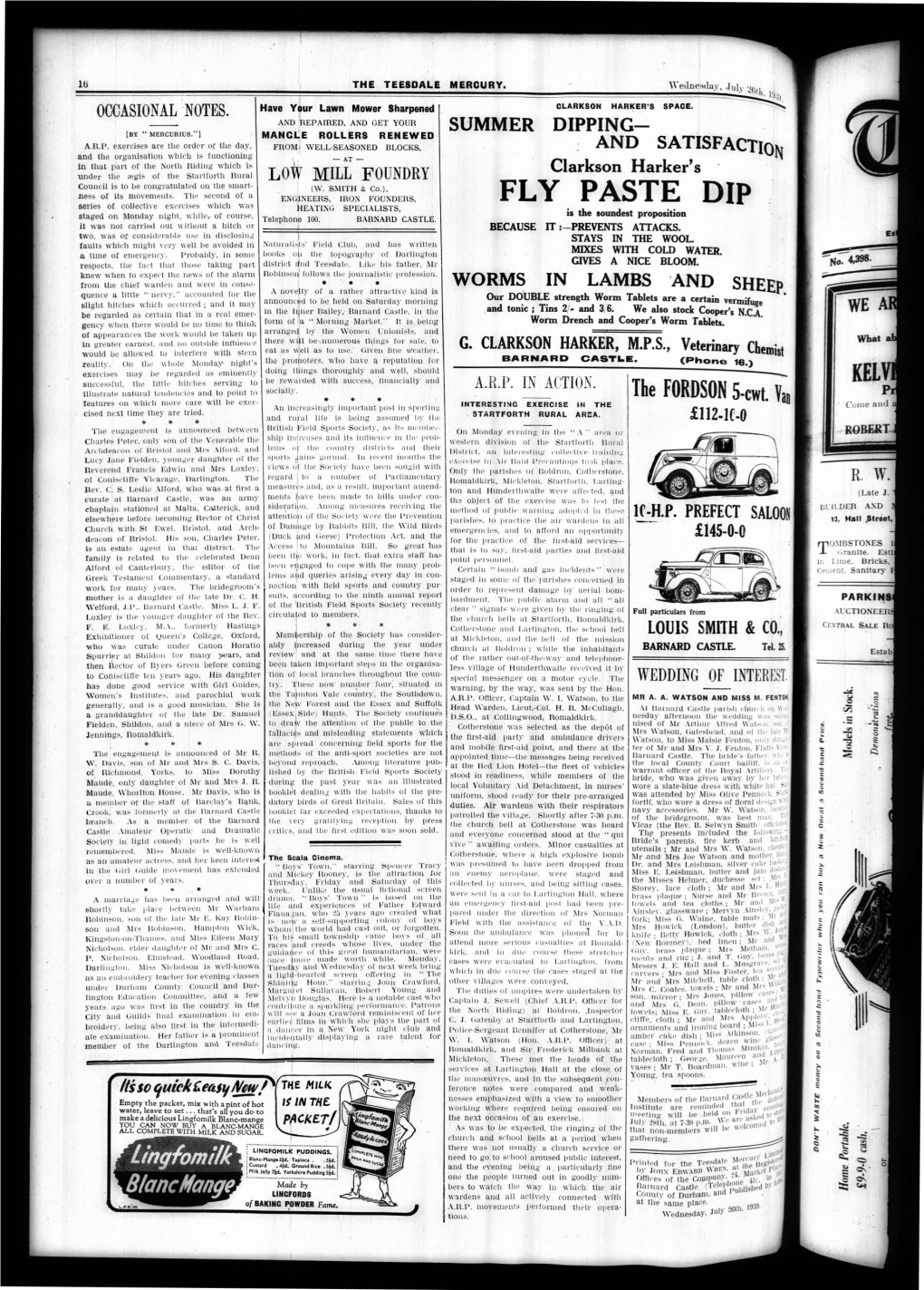 FLY PASTE DIP Series of Collective Exercises Which Was HEATING SPECIALISTS, Is the Soundest Proposition Staged on Monday Night, While, of Course, Telephone 100