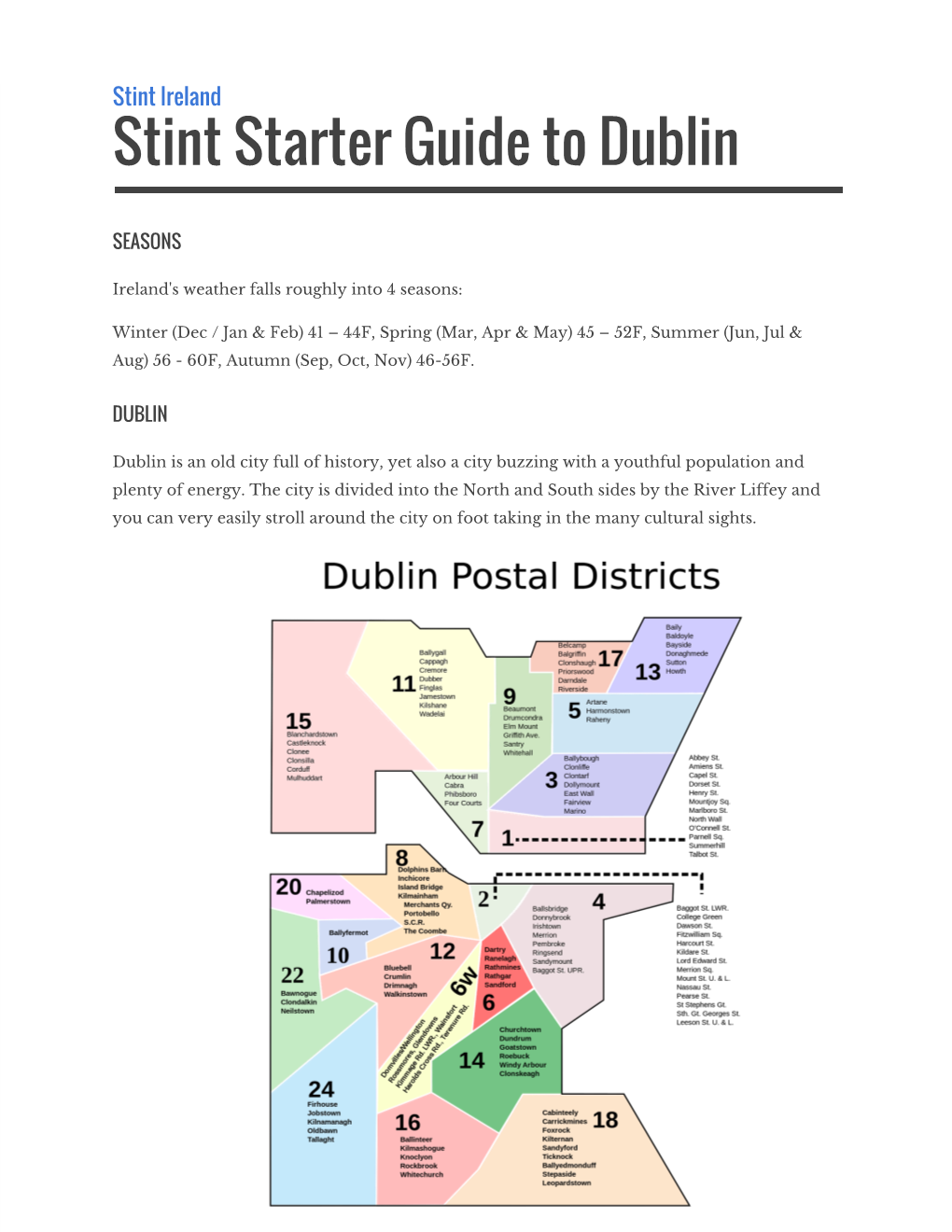 Stint Starter Guide to Dublin