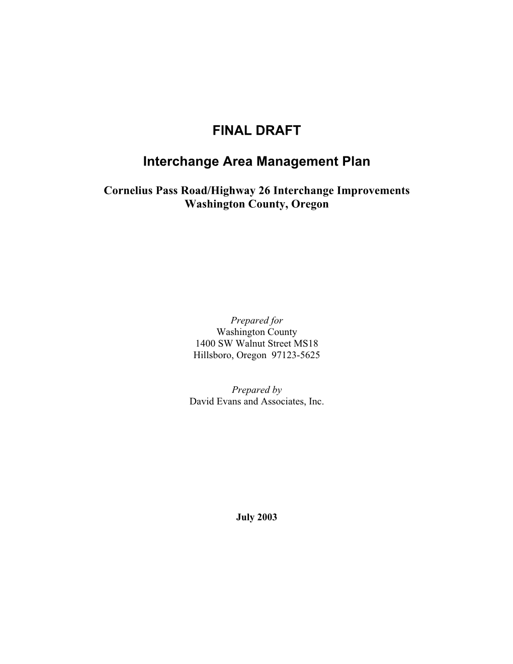 FINAL DRAFT Interchange Area Management Plan