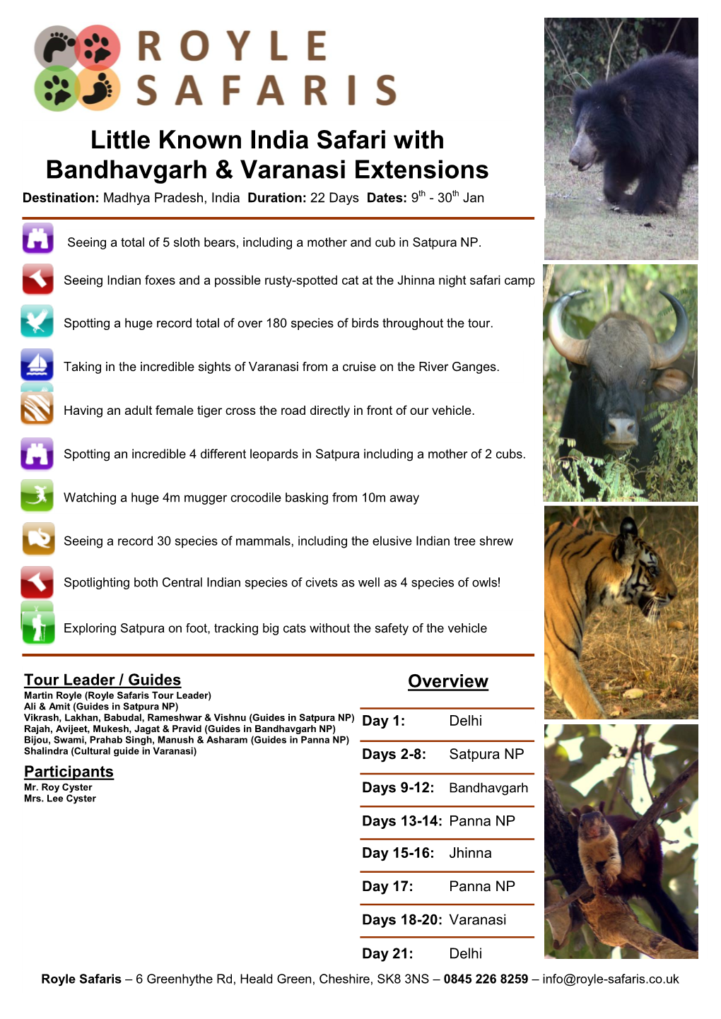 Little Known India Safari with Bandhavgarh & Varanasi Extensions