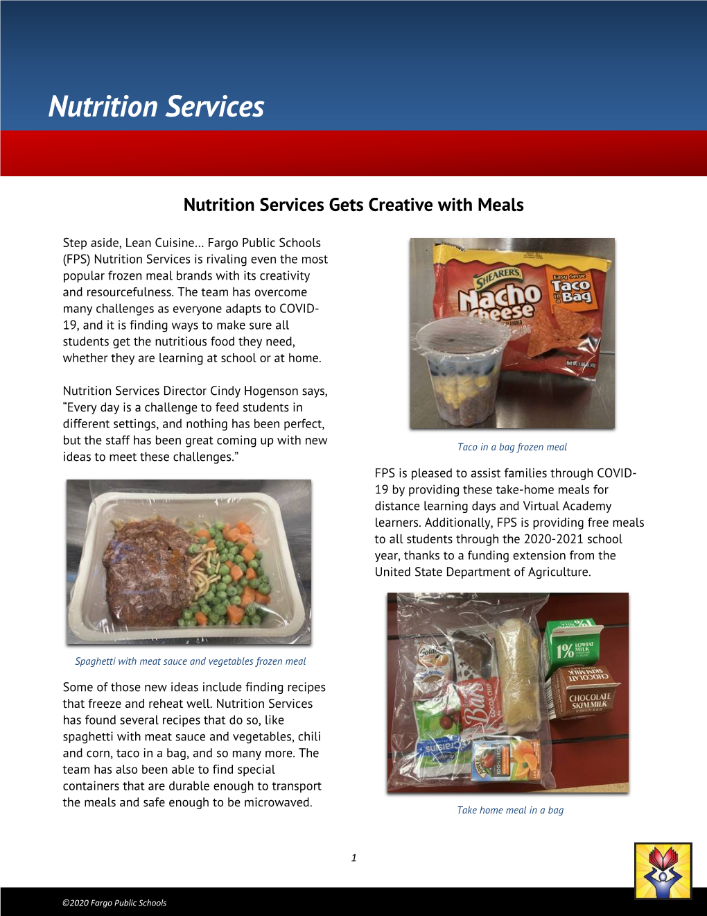 Nutrition Services Get Creative with Meals