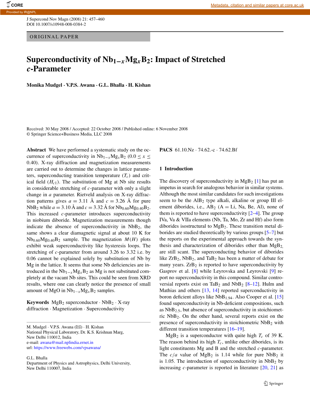 Superconductivity of Nb1−Xmgxb2: Impact of Stretched C-Parameter