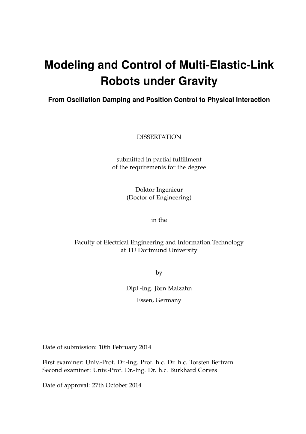 Modeling and Control of Multi-Elastic-Link Robots Under Gravity