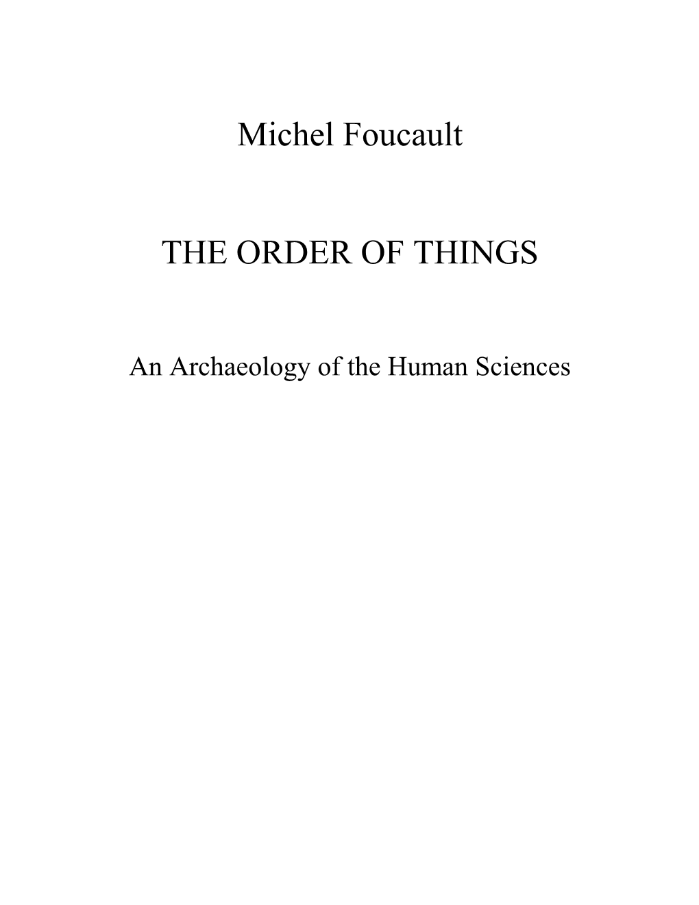 The Order of Things