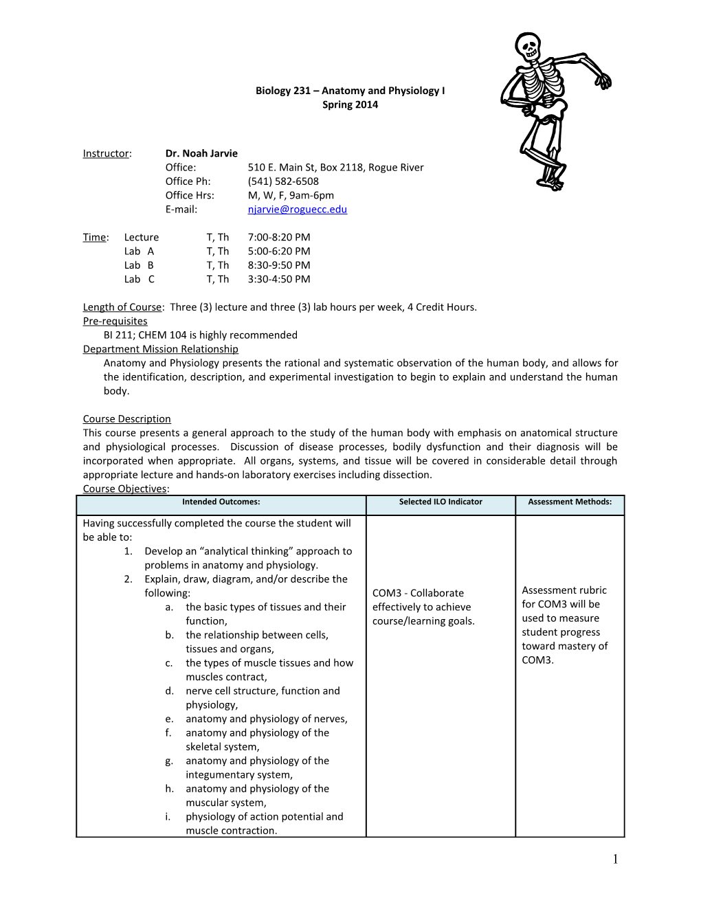 Biology 233 Anatomy and Physiology 3