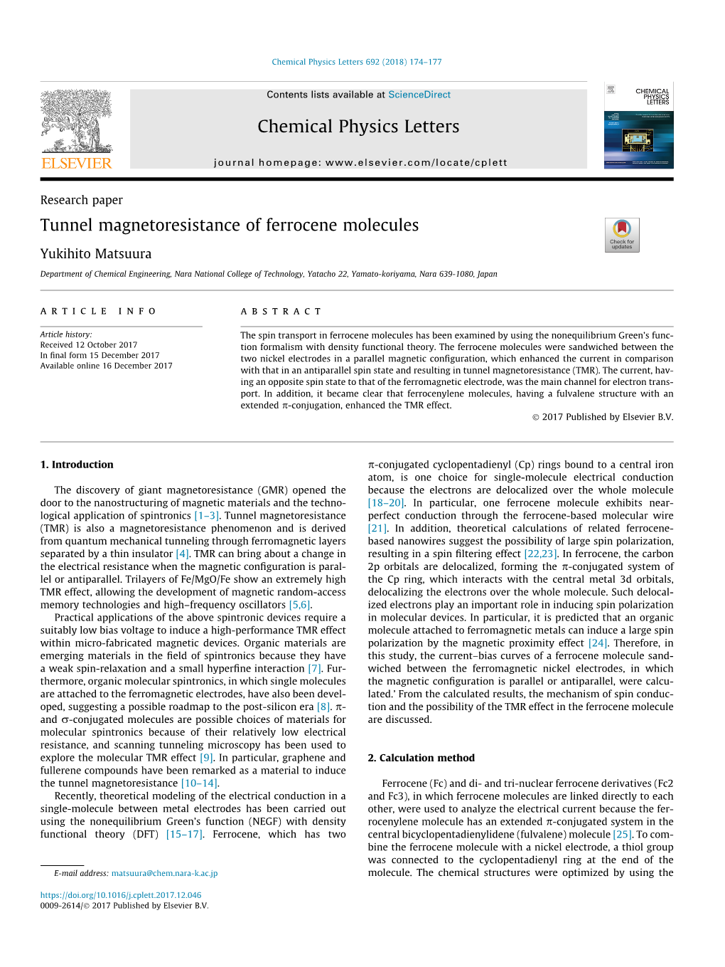 Tunnel Magnetoresistance of Ferrocene Molecules