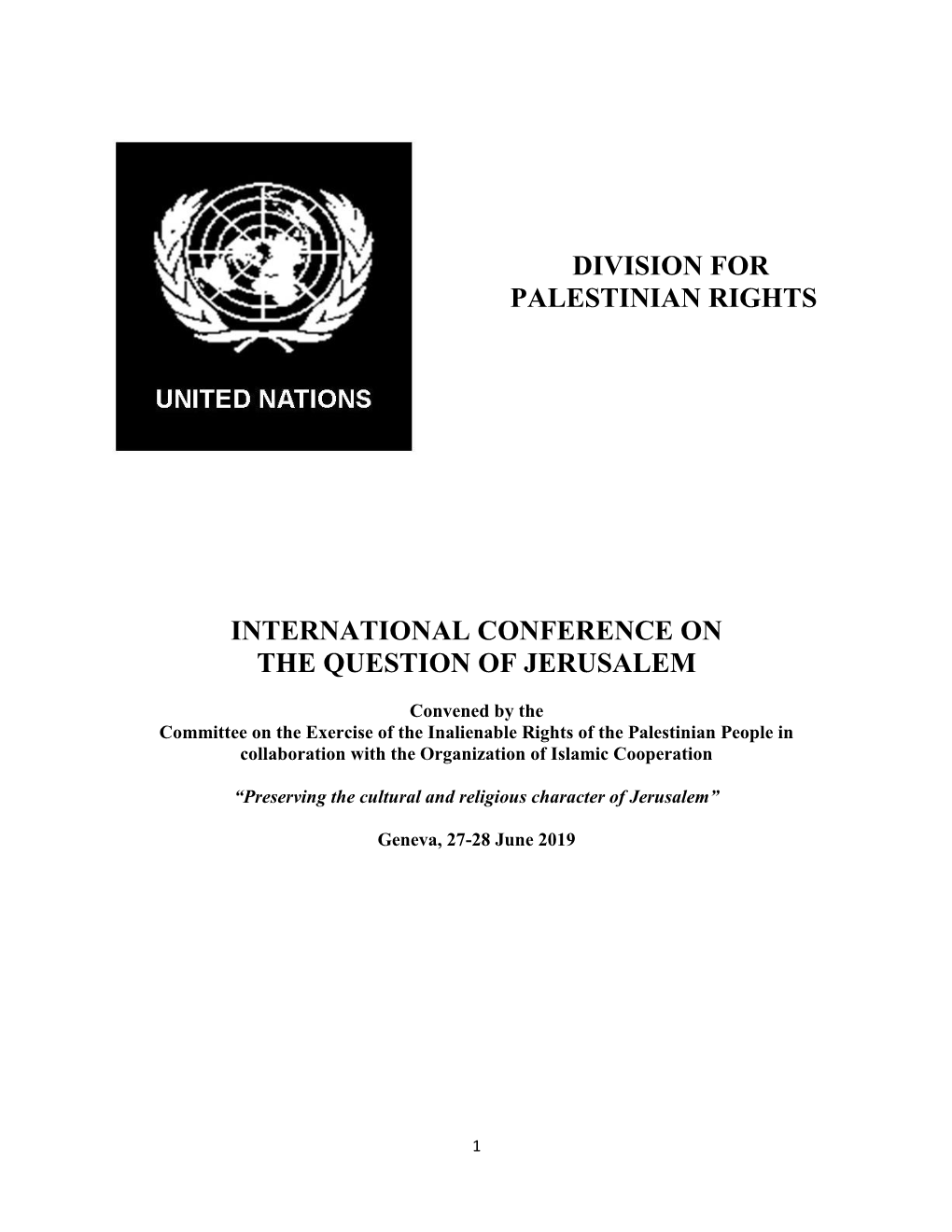 Division for Palestinian Rights International Conference