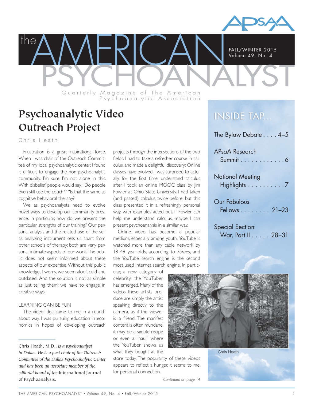 PSYCHOANALYST Quarterly Magazine of the American Psychoanalytic Association