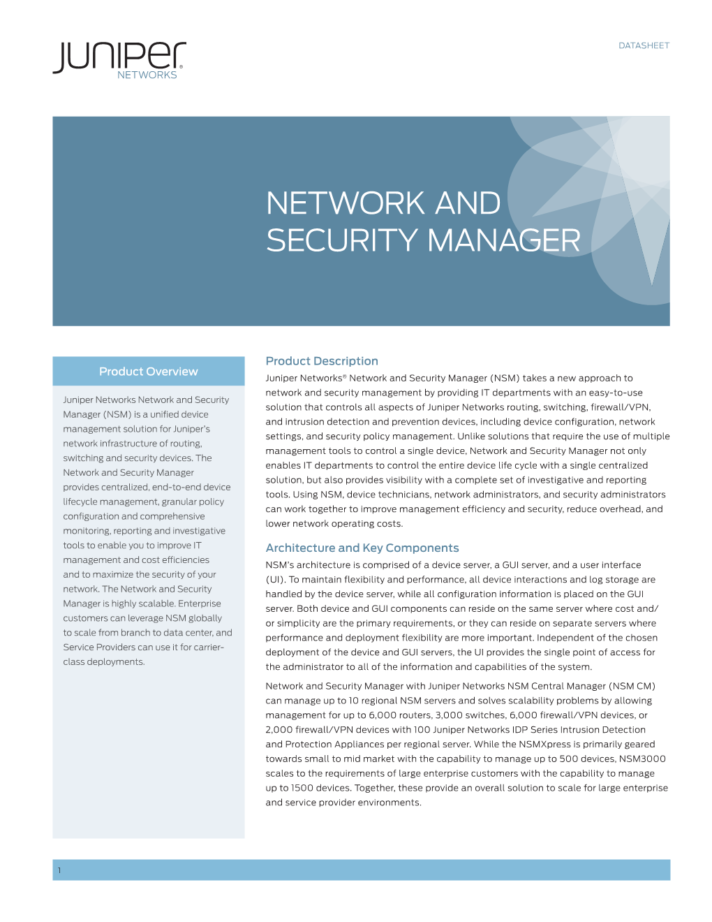Juniper Networks Network and Security Manager Datasheet