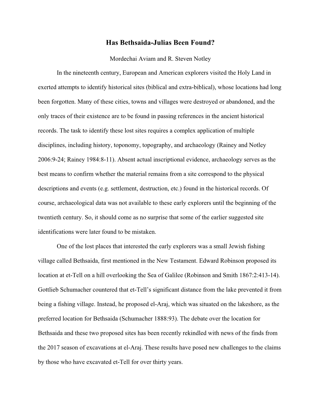 Has Bethsaida-Julias Been Found?