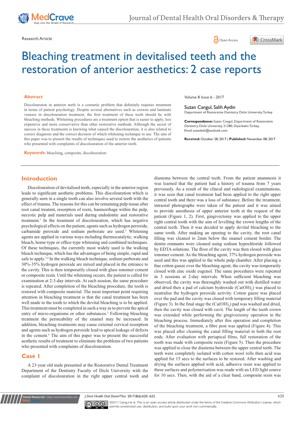 Bleaching Treatment in Devitalised Teeth and the Restoration of Anterior Aesthetics: 2 Case Reports